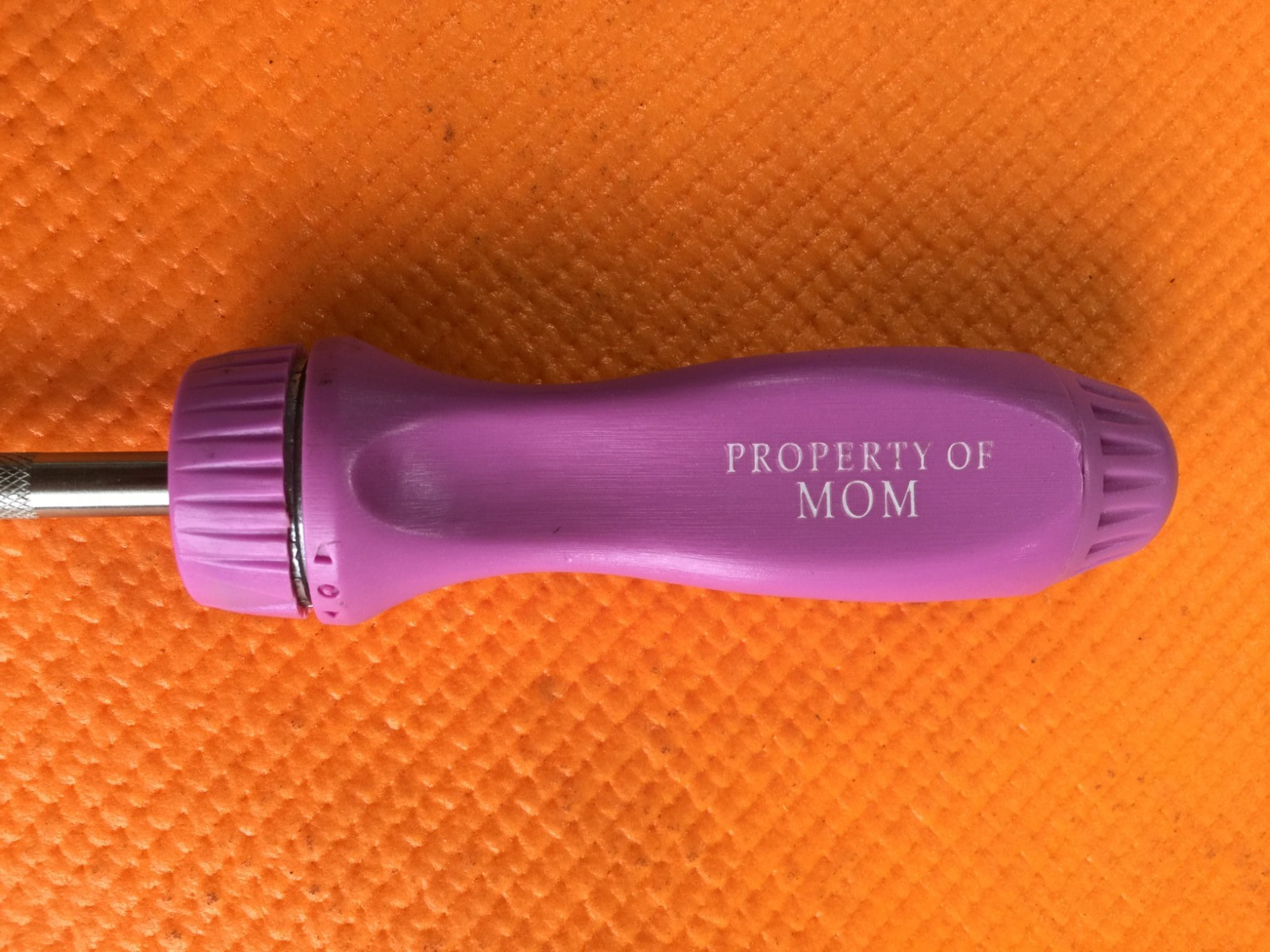 Snap On PURPLE Hard Handle Ratcheting SCREWDRIVER Bit Driver PROPERTY OF MOM
