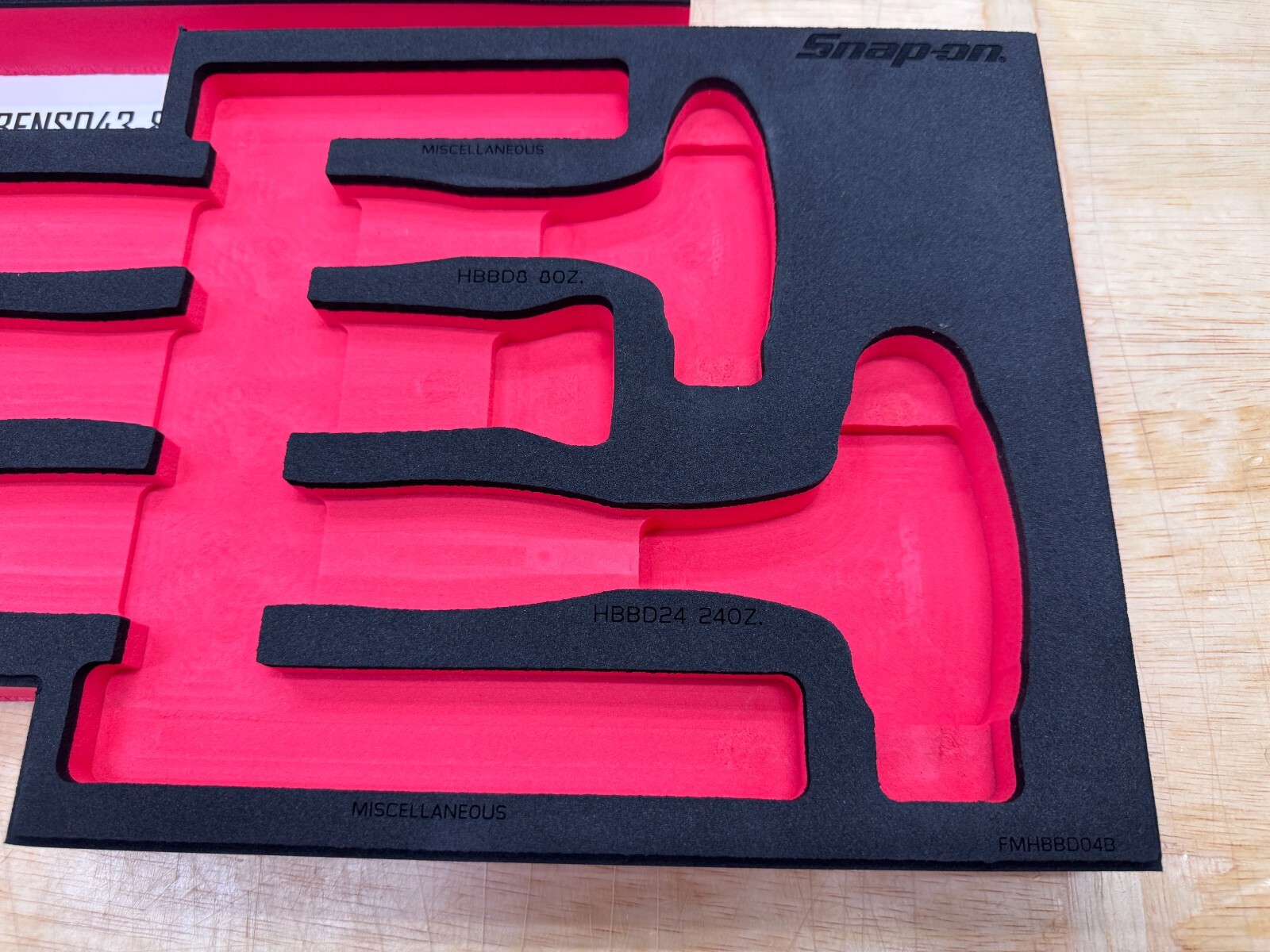 Snap-on Tools NEW RED 2pc FOAM ORGANIZERS for 6pc Dead Blow Steel Face Hammers