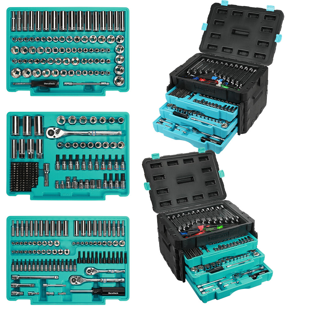 497-Pieces Mechanics Tool Set 3 Drawer Professional Tool Kit Heavy Duty Case Box