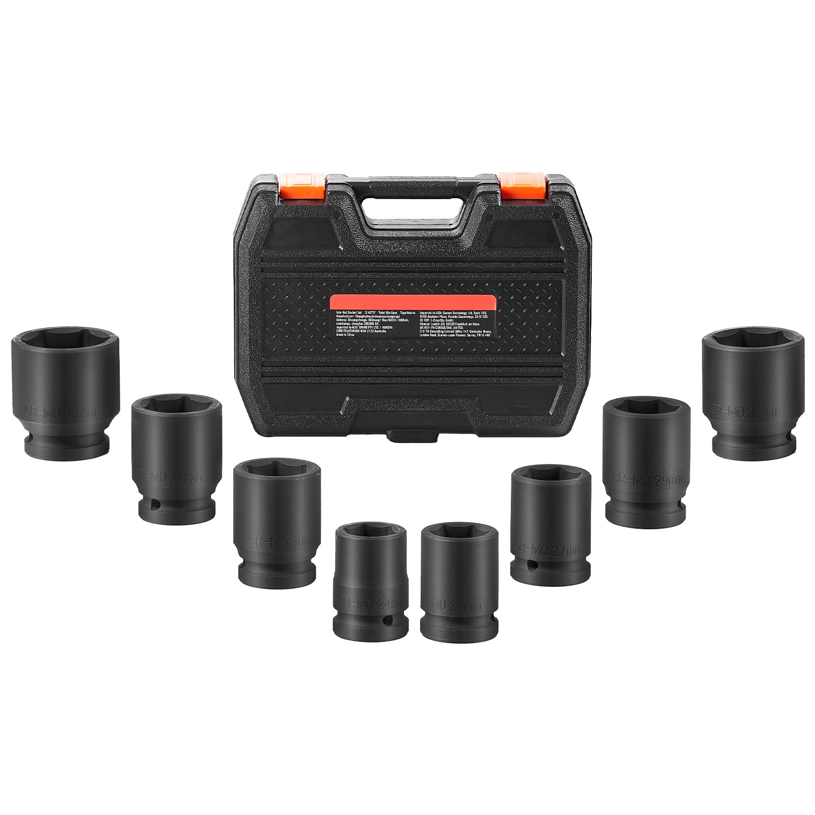 Uimoso 8PCS 3/4″ Drive 6-Point Metric Axle Nut Socket Set