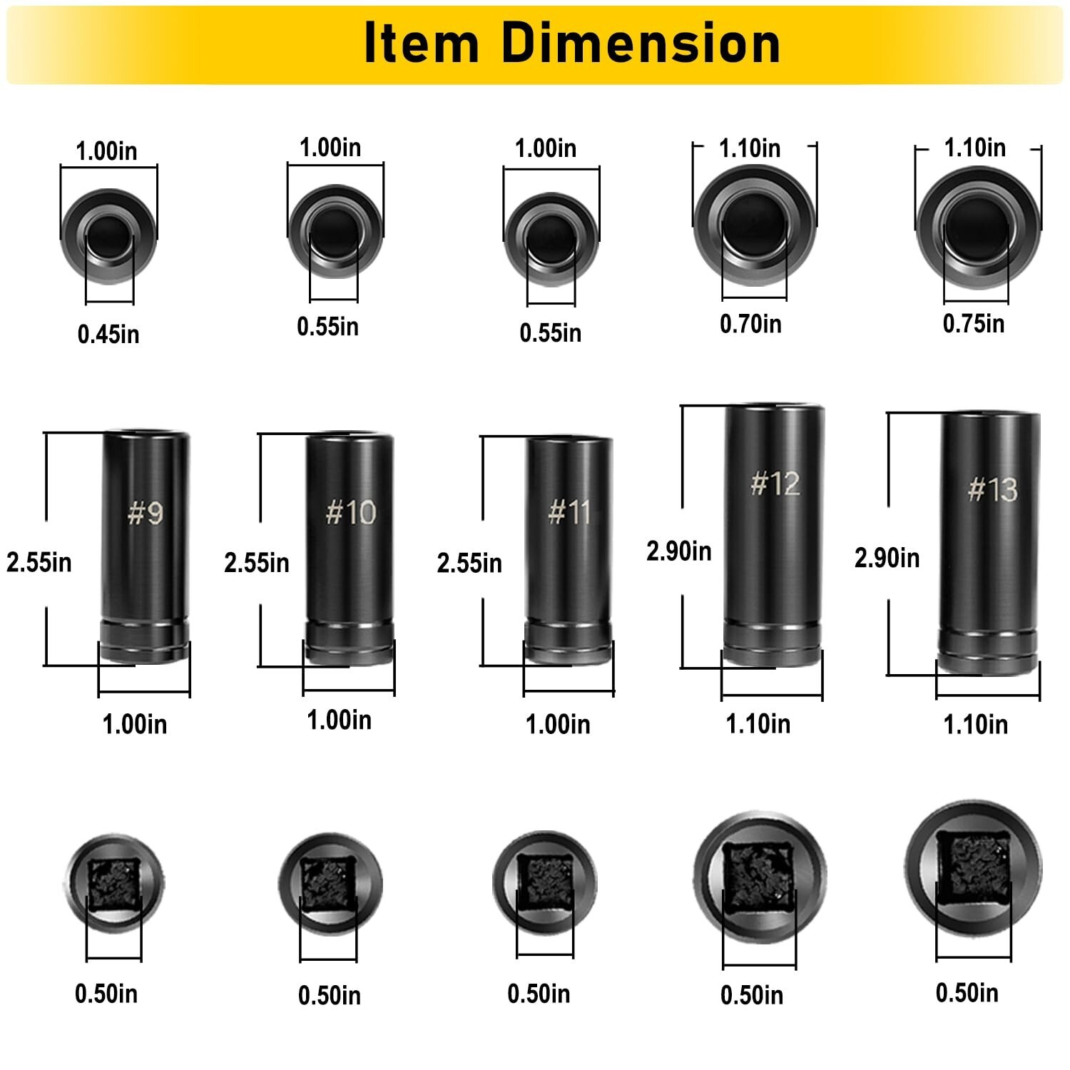 71670 Large Tap Socket Set, Fit 5/8″, 11/16″, 3/4″, 7/8″ & 1″ (16mm-25mm) Taps