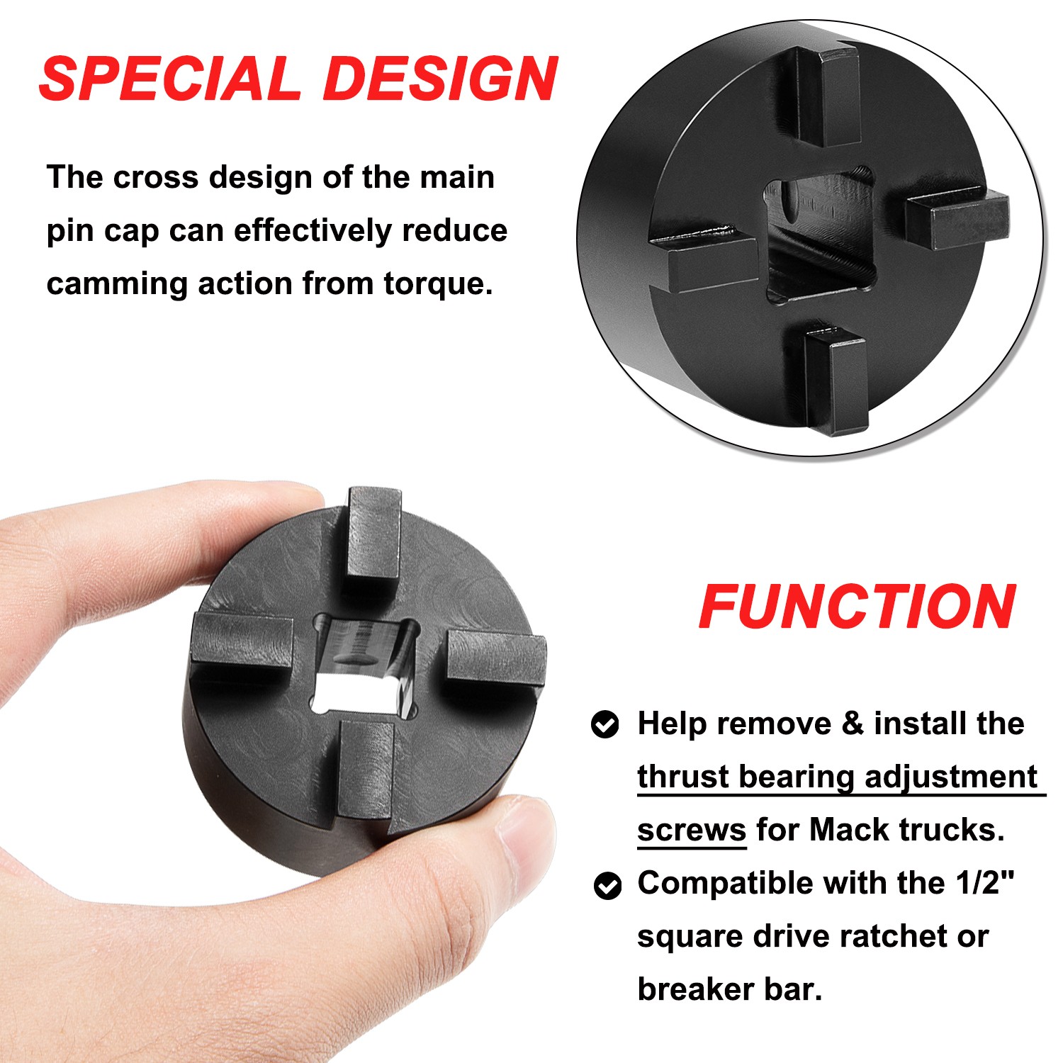 King Pin Socket Set Kingpin Cap Removal Tool Kit for Mack Truck 10500 12000 1600