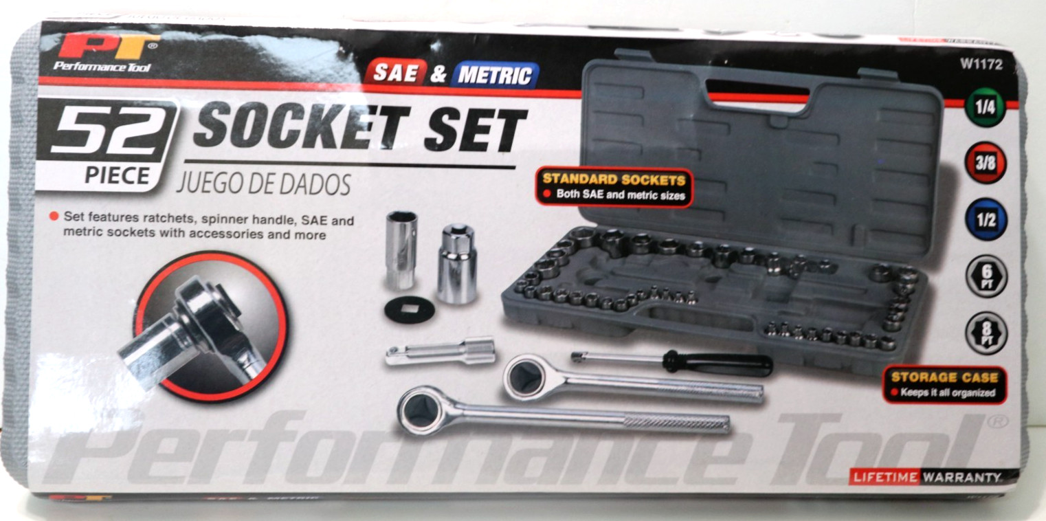 PERFORMANCE TOOL #W1172 52 piece Socket Set