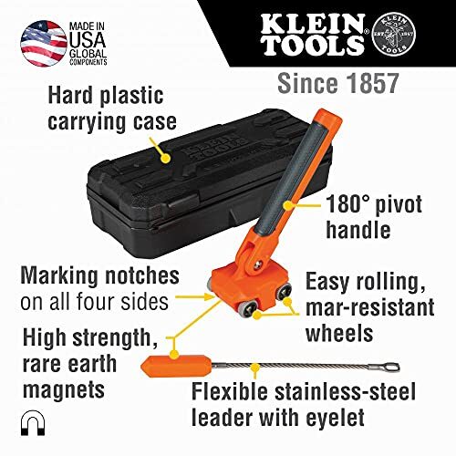Klein Tools 50611 Magnetic Wire Puller, Fishes and Pulls Wire Cable Behind Walls