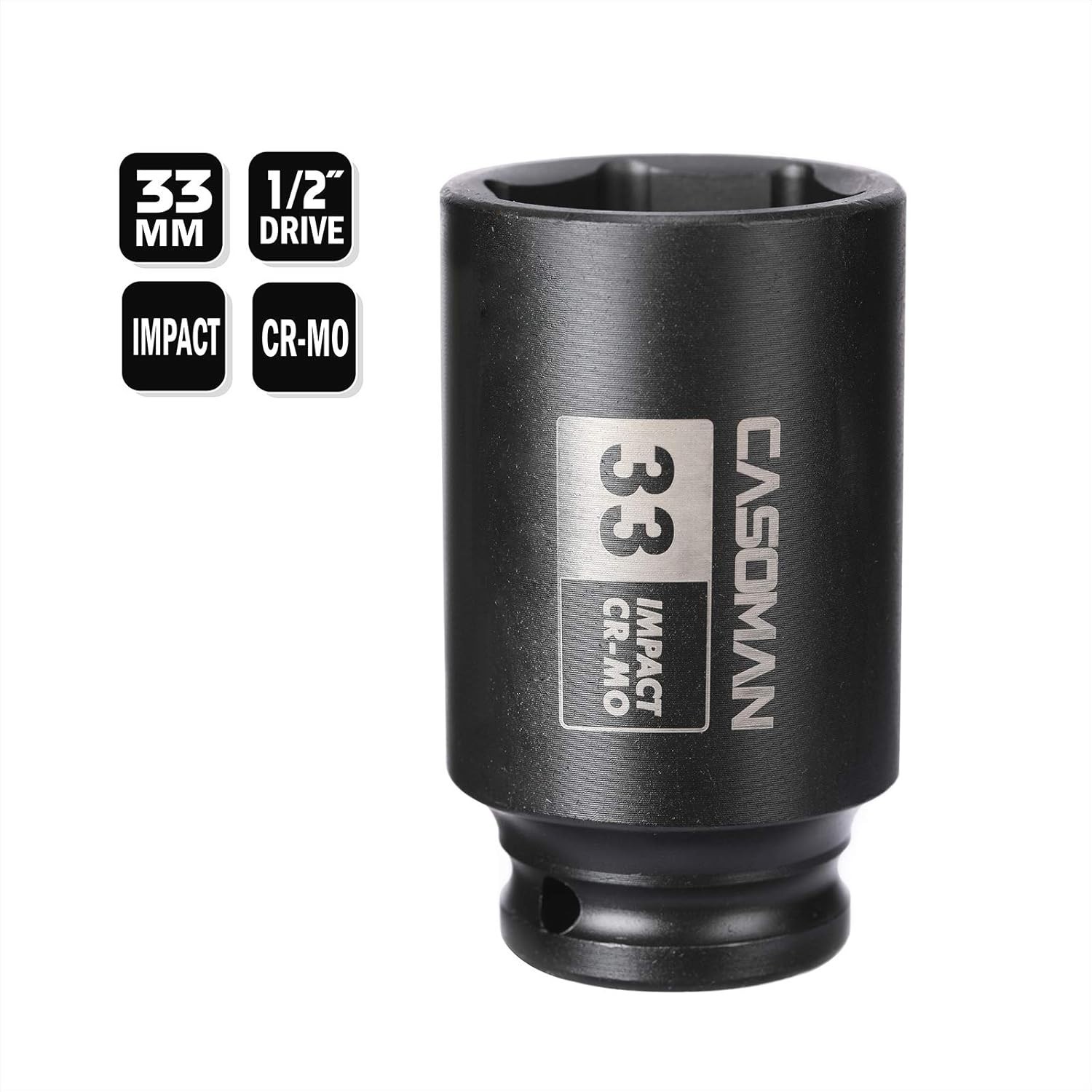 Chrome Molybdenum Steel Socket 33 Millimeter Deep 6 Point Axle Nut Removal Tool