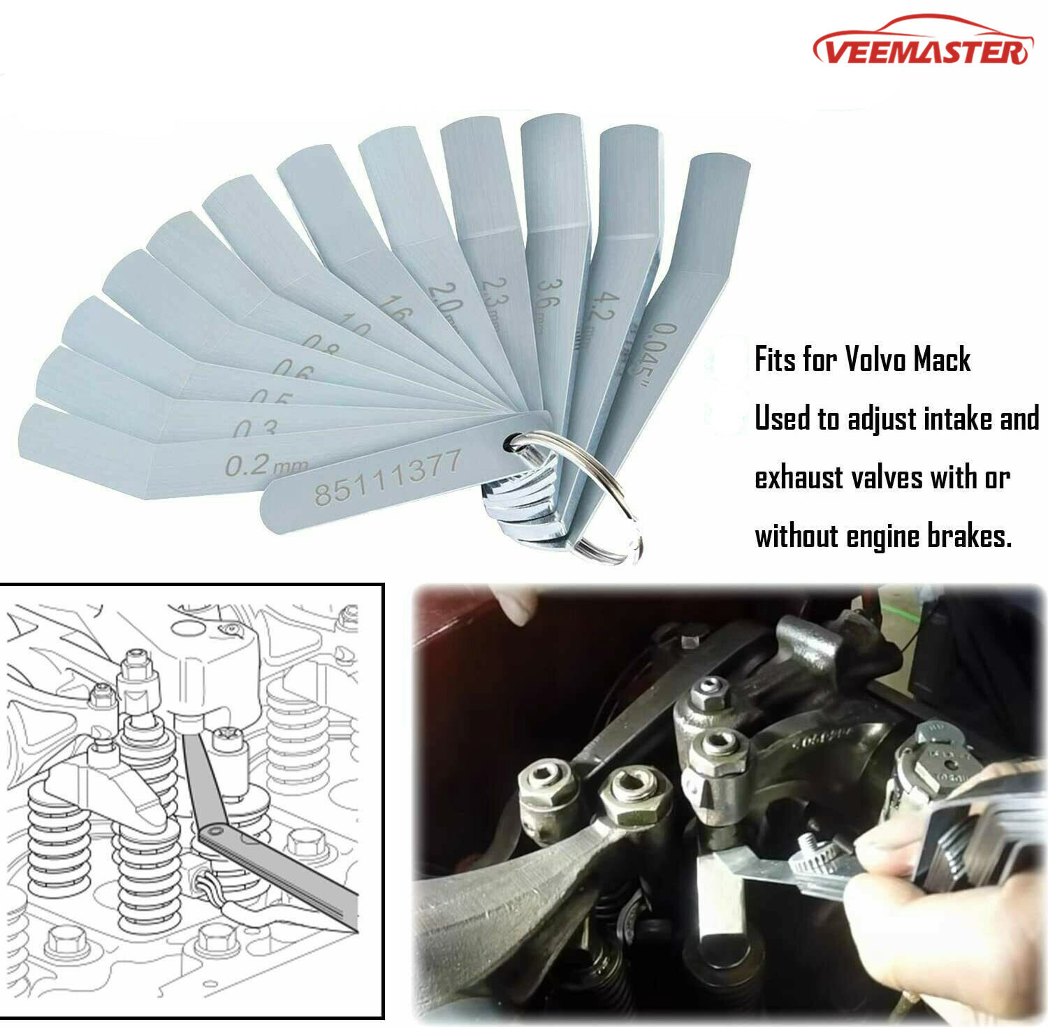 Feeler Gauge Jake Brake Tool for Volvo Mack D12/13/16 88880053 88880052 85111377