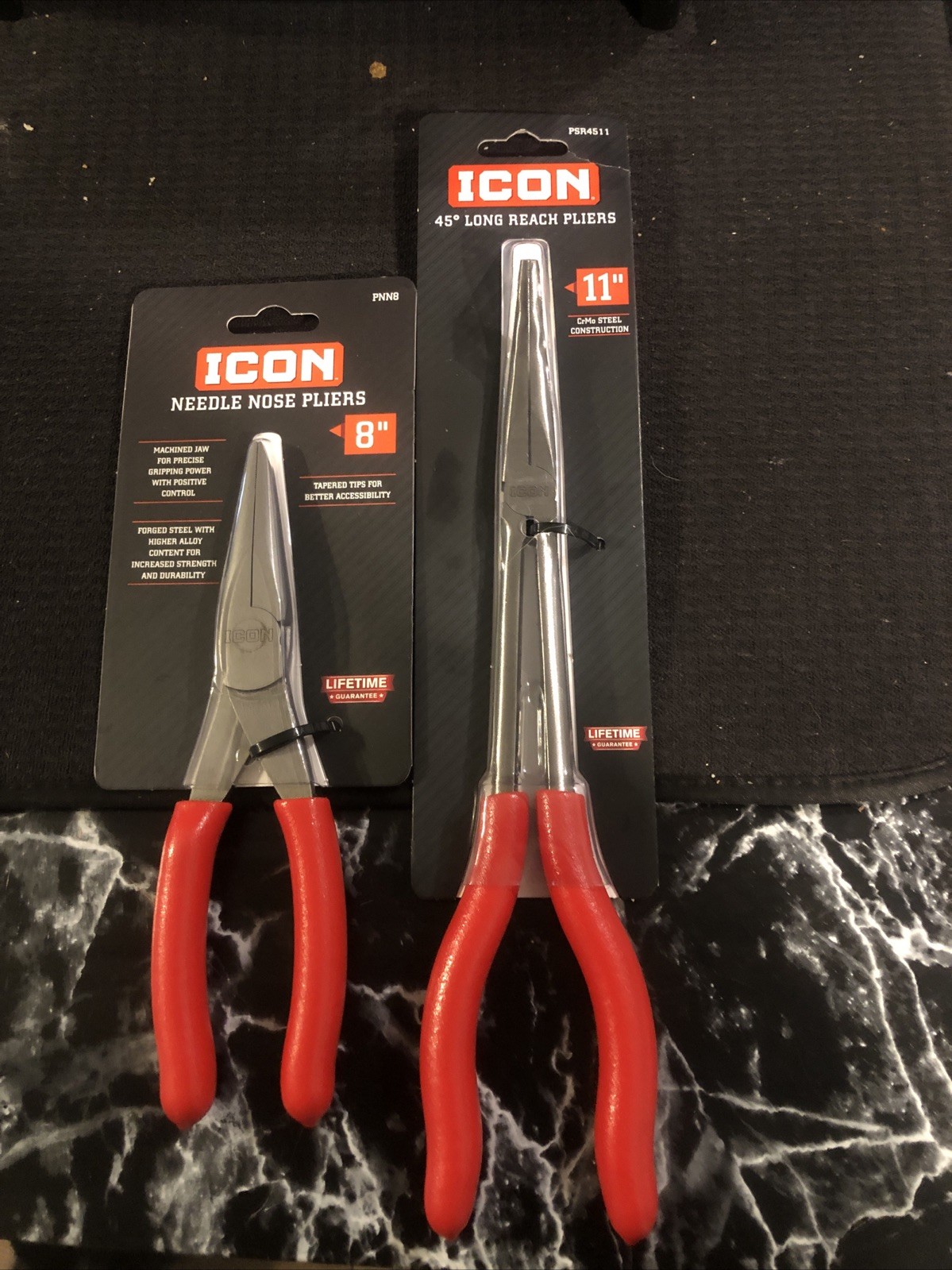 ICON PROFESSIONAL 8 in. NEEDLE NOSE PLIERS And Icon 45 Long Reach Pliers 11in