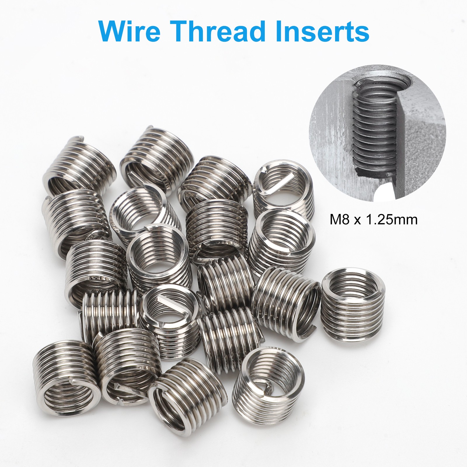 25PCS M8 x 1.25 Thread Repair Tool Kit Metric Wire Insert Set for Auto Repairing