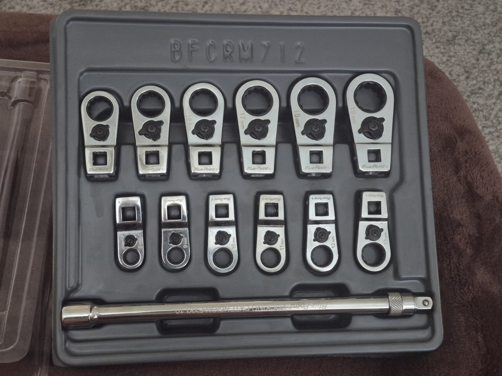 BLUE POINT/SNAP-ON-BFCRM712 RATCHETING CROWFOOT SET 13pc-⅜»-12pt MM