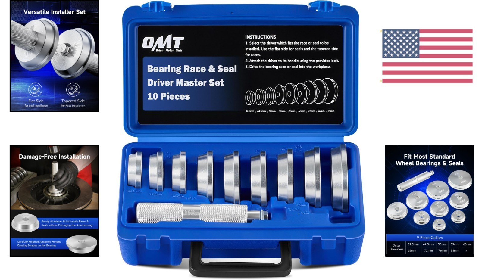 Professional 10pc Bearing Installation Kit – Built to Last with Storage Case