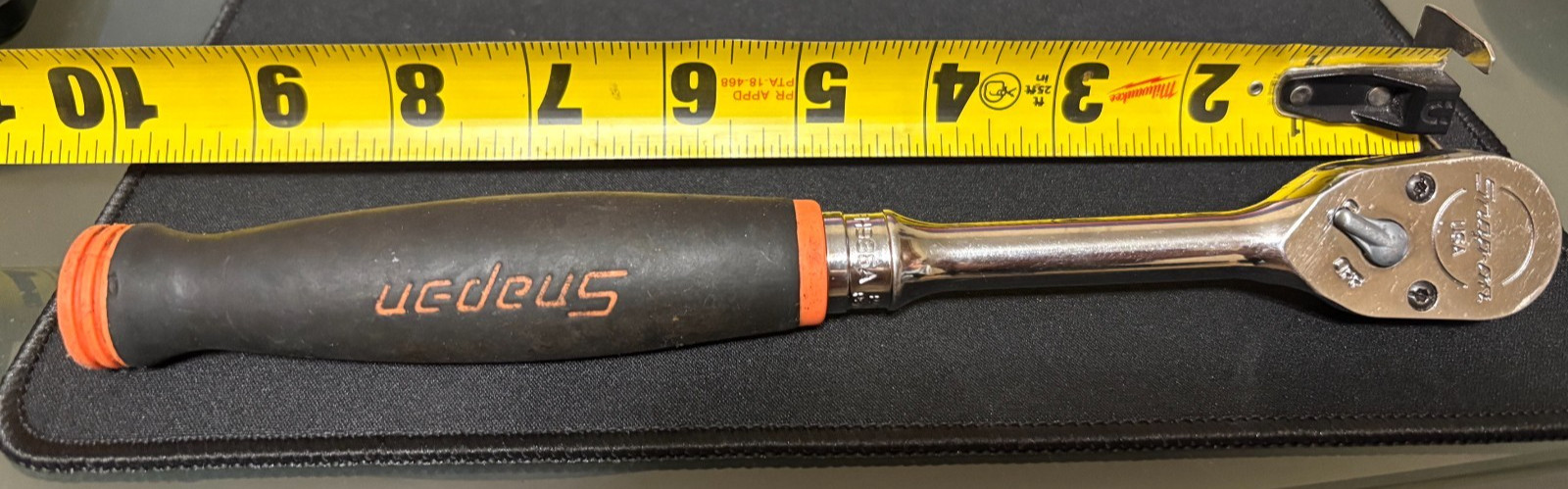 SNAP-ON FH936A 3/8″ RACHET BLACK & ORANGE HANDLE VERY NICE USED CONDITION!