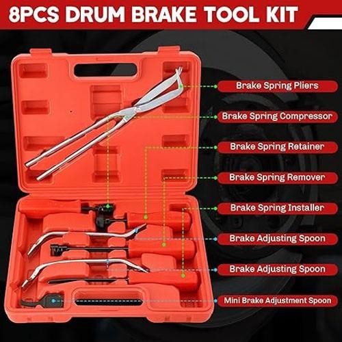8pc Brake Service Tool Set Professional Repair Install Drum Servicing Springs