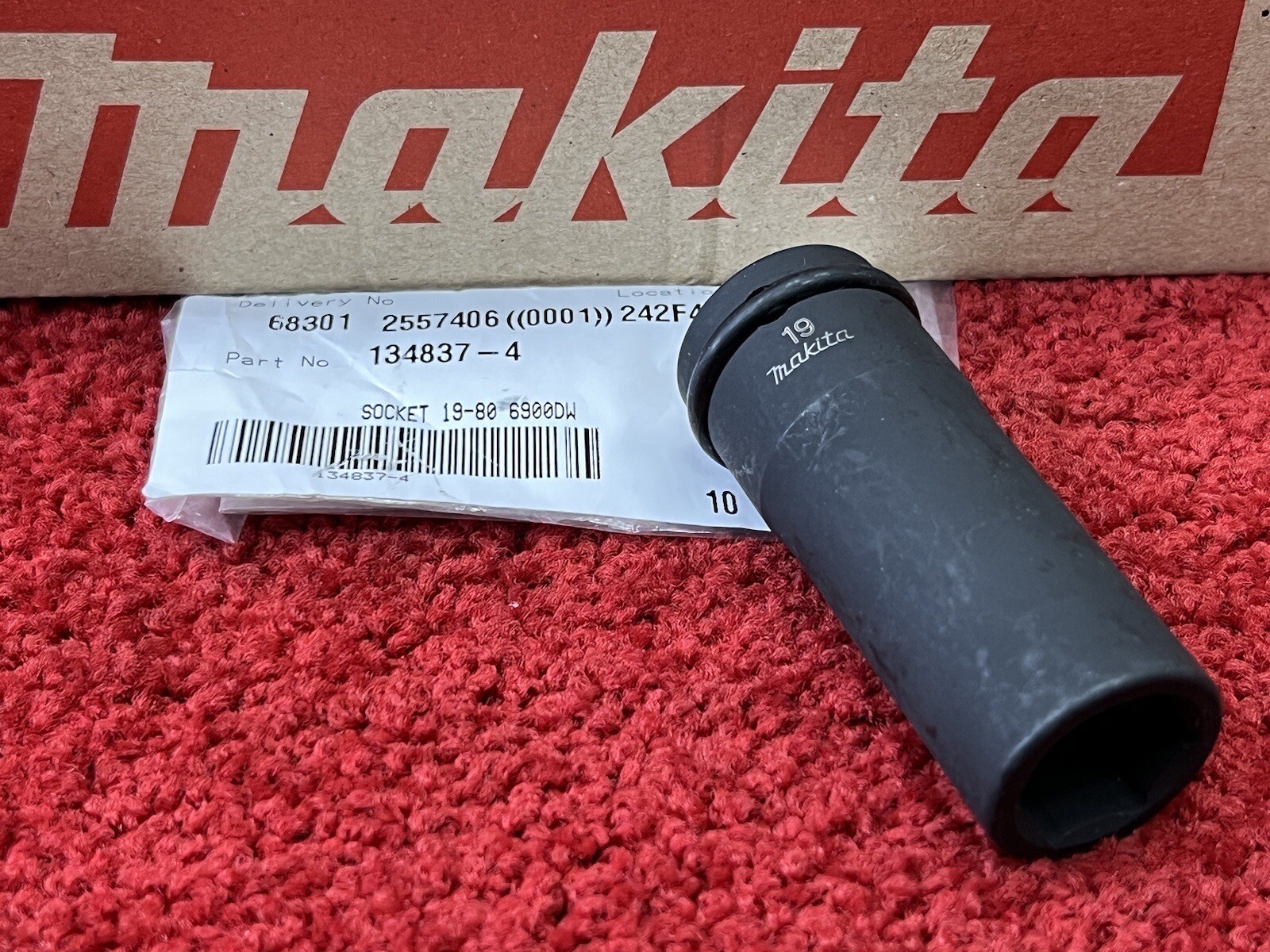 4x Genuine Makita 19mm Impact Socket 80mm long + retaining Pin + O-Ring 1/2”
