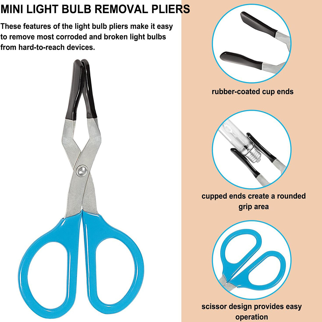 Small Mini Light Bulb Installation Removal Tool for Removing Hard to Reach Bulbs