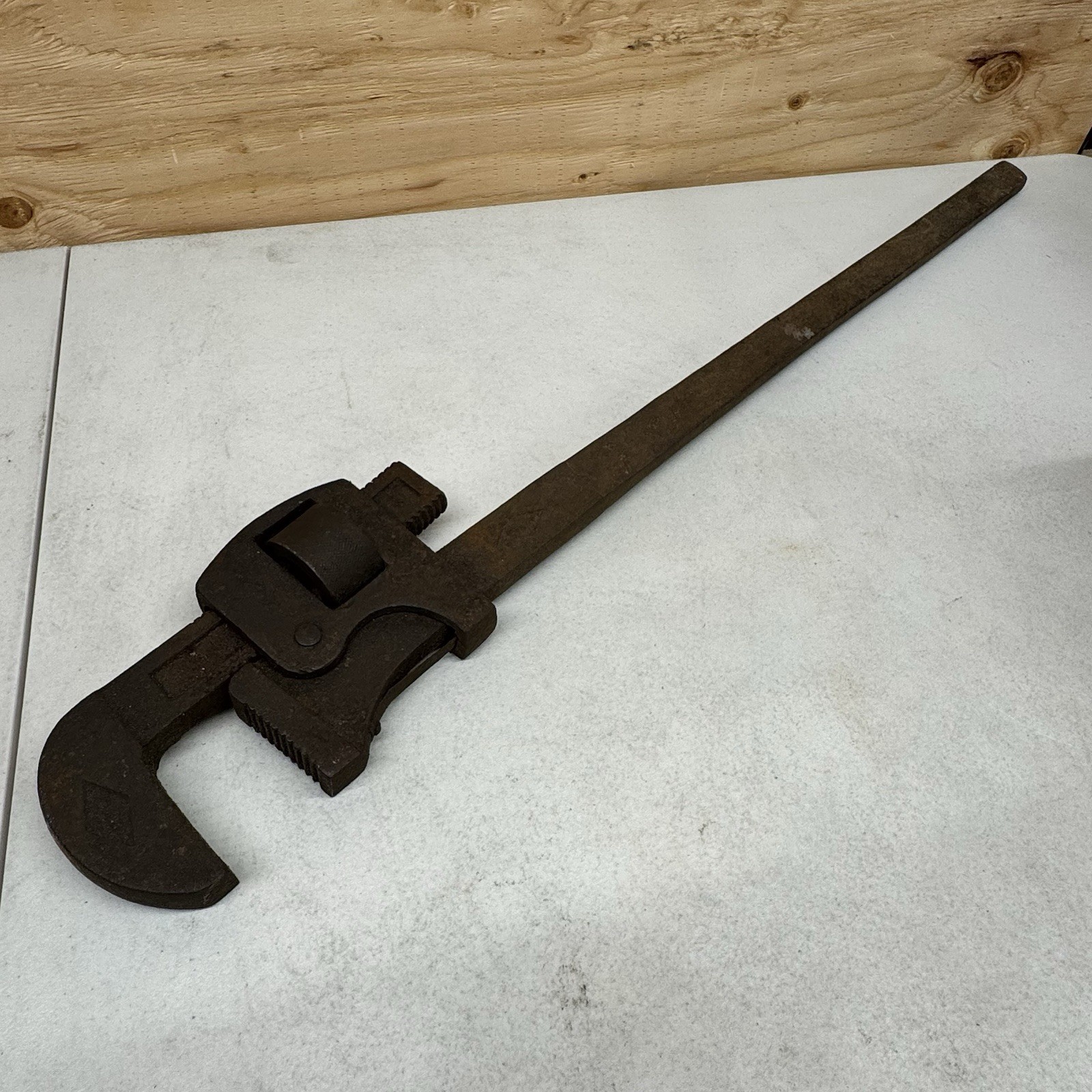 Vintage Giant 15lb Pipe Wrench 34” Rustic Heavy Duty Adjustable Plumbing Tool