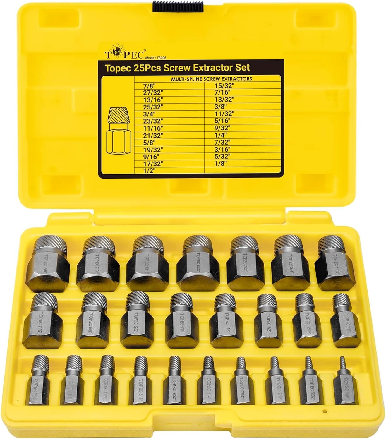 Precision Machined Screw Extractor Set | 25 Pieces