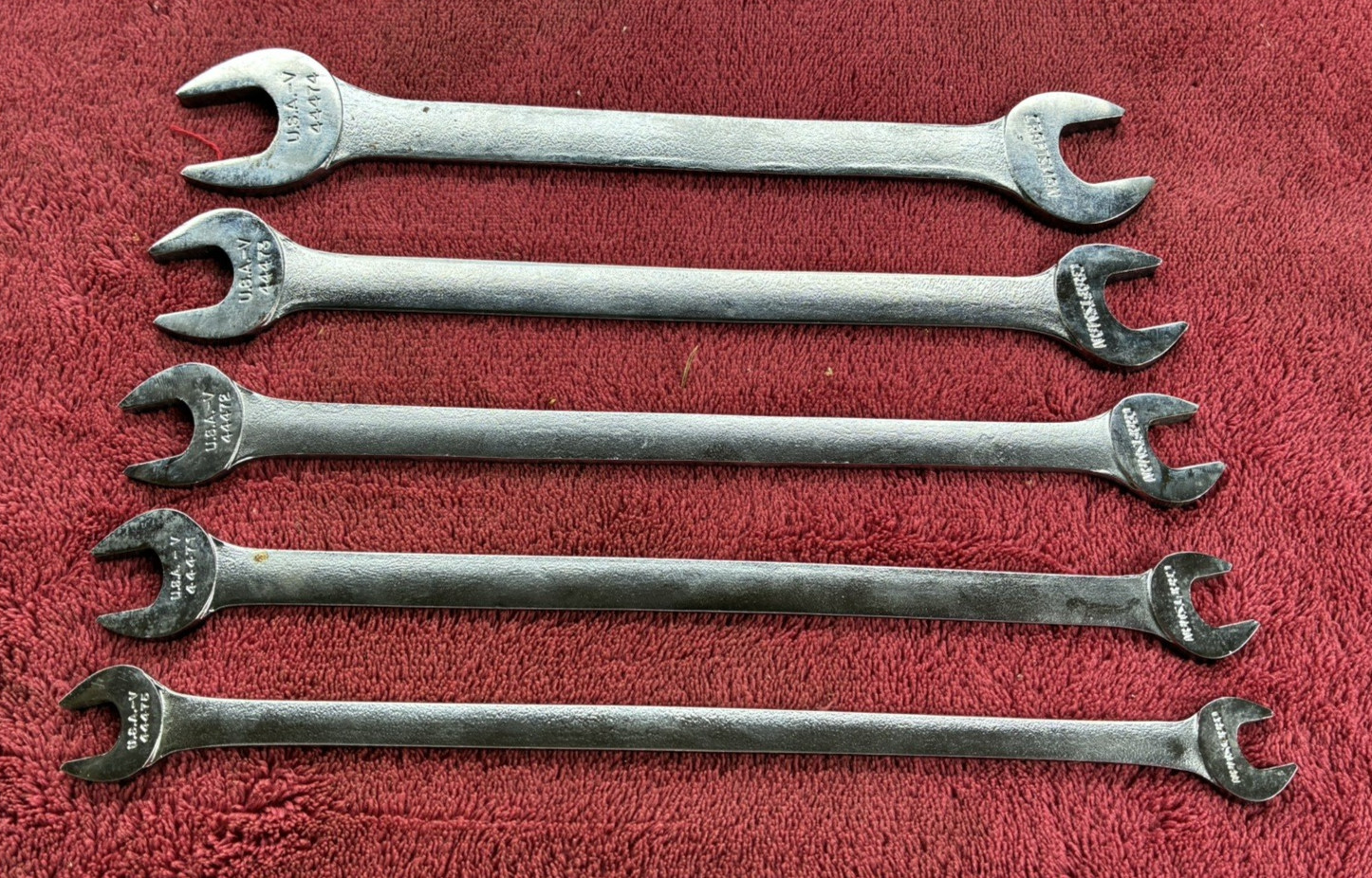 Vtg. Craftsman 5 Pc. Tappet Open End Wrench Set 3/8 to 7/8″ V-Series–Free Ship