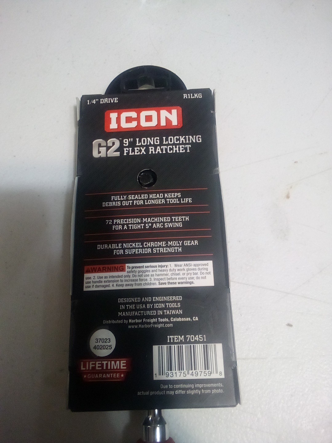 ICON R2LKG G2 3/8 Drive 14 in. Long Locking Flex Ratchet Comfort Grip – New