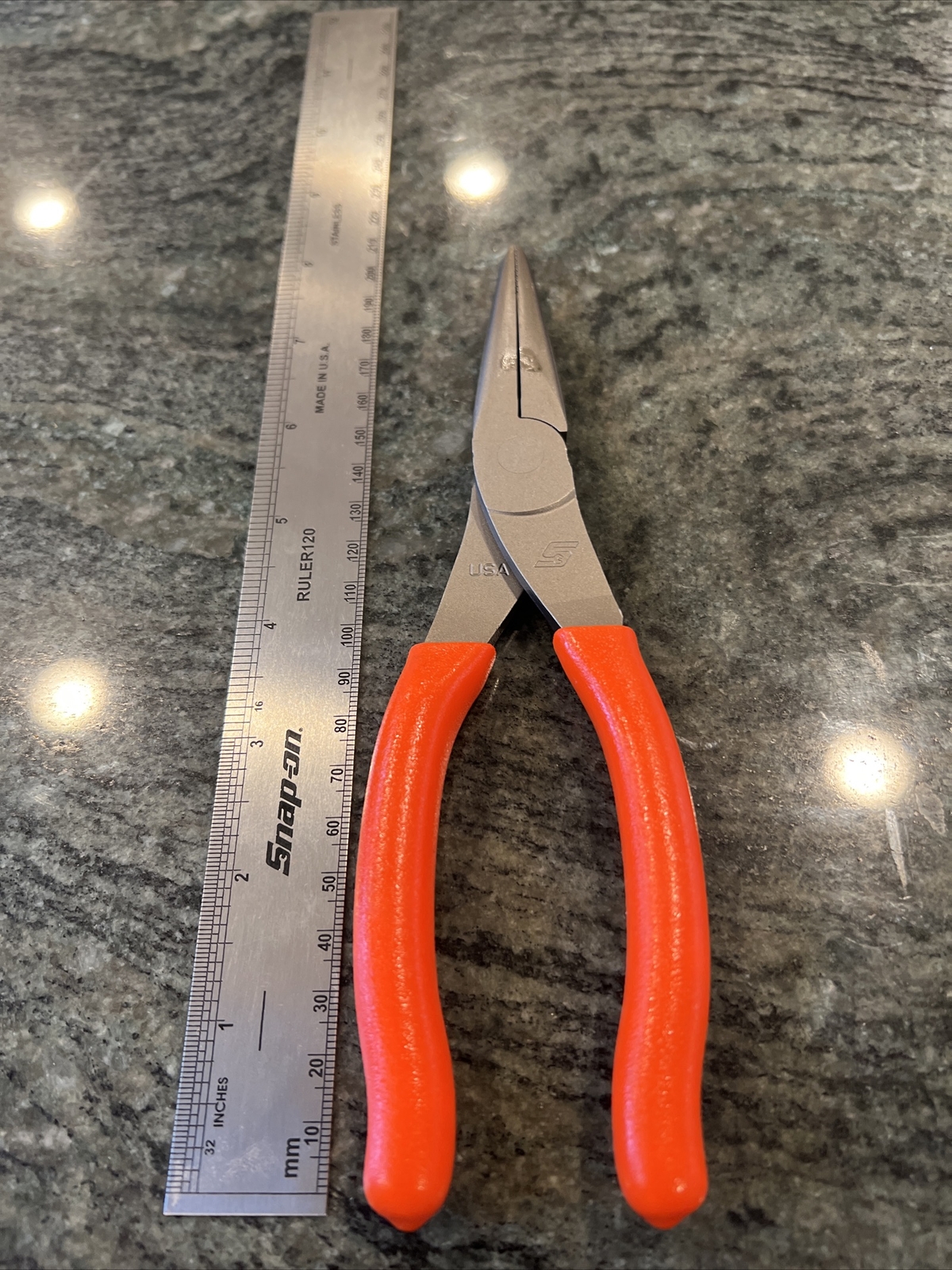 Snap-On 96acf 8″ talon grip needle nose pliers orange new
