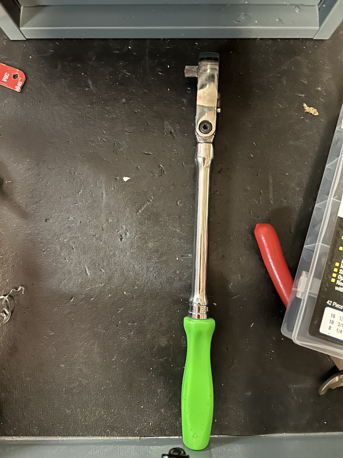 Snap-on FHLX80B — 3/8” Drive Long Flex-Head Locking Ratchet, Green Hard Grip