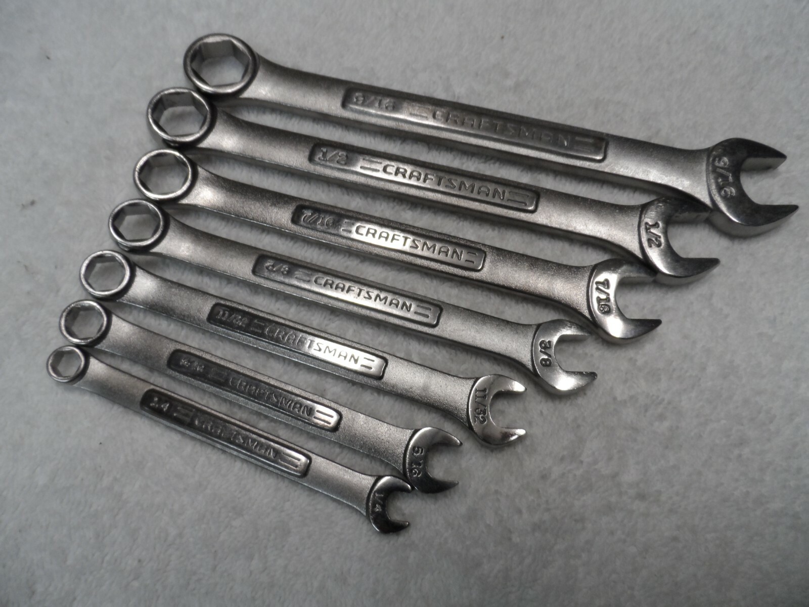 Craftsman SAE Combination Wrench Set, USA NOS, 6 pt, 1/4″ to 9/16″ – 7 pcs