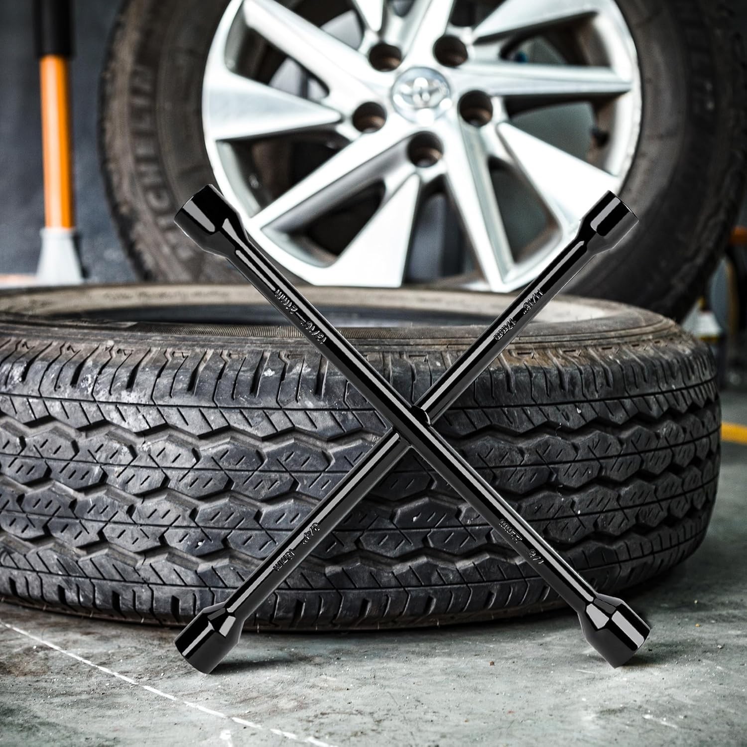 14» Professional Heavy Duty Lug Wrench – 4 Way Tool for Most Vehicles, Black