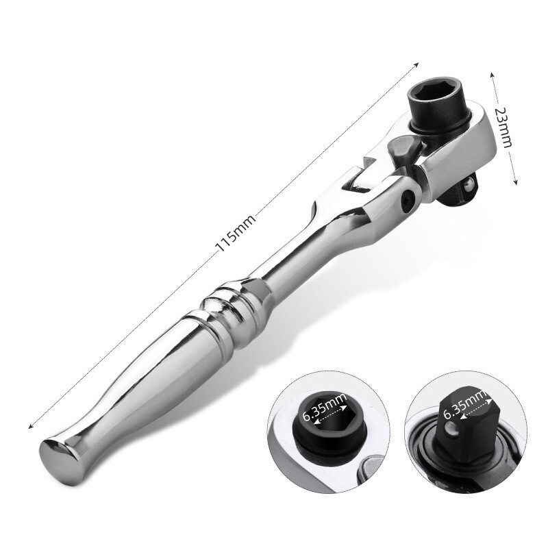 1/4″in Drive Ratchet Handle Socket Wrench 2 in 1 Flexible Head Ratchet 72 Tooth