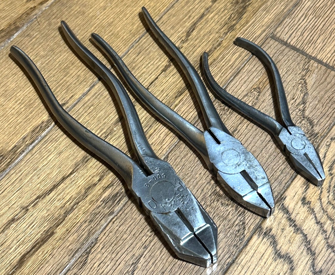 VTG Tools Lineman’s Pliers Wire Side Cutter Twister Set Lot Snap On Utica Pexto