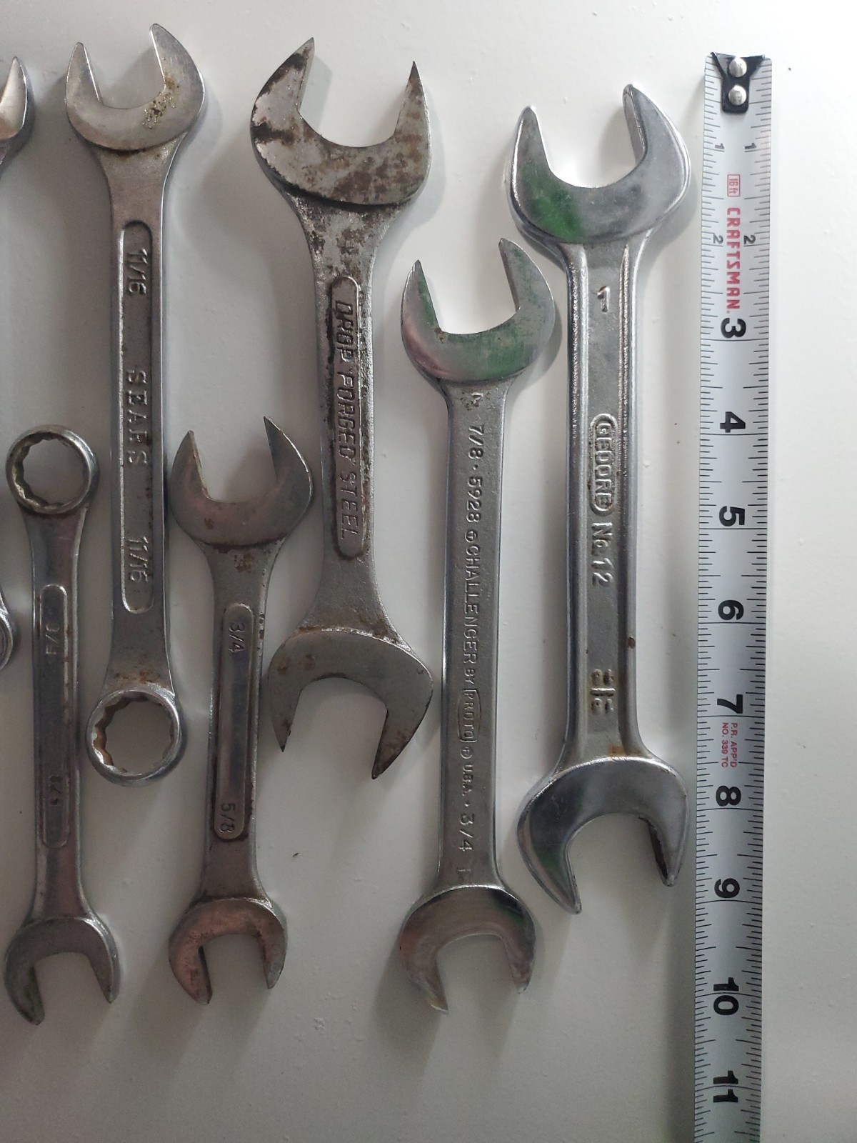 Lot Of 10 Wrenches Gedore Challenger Proto Sears ATD Various Sizes Hand Tool