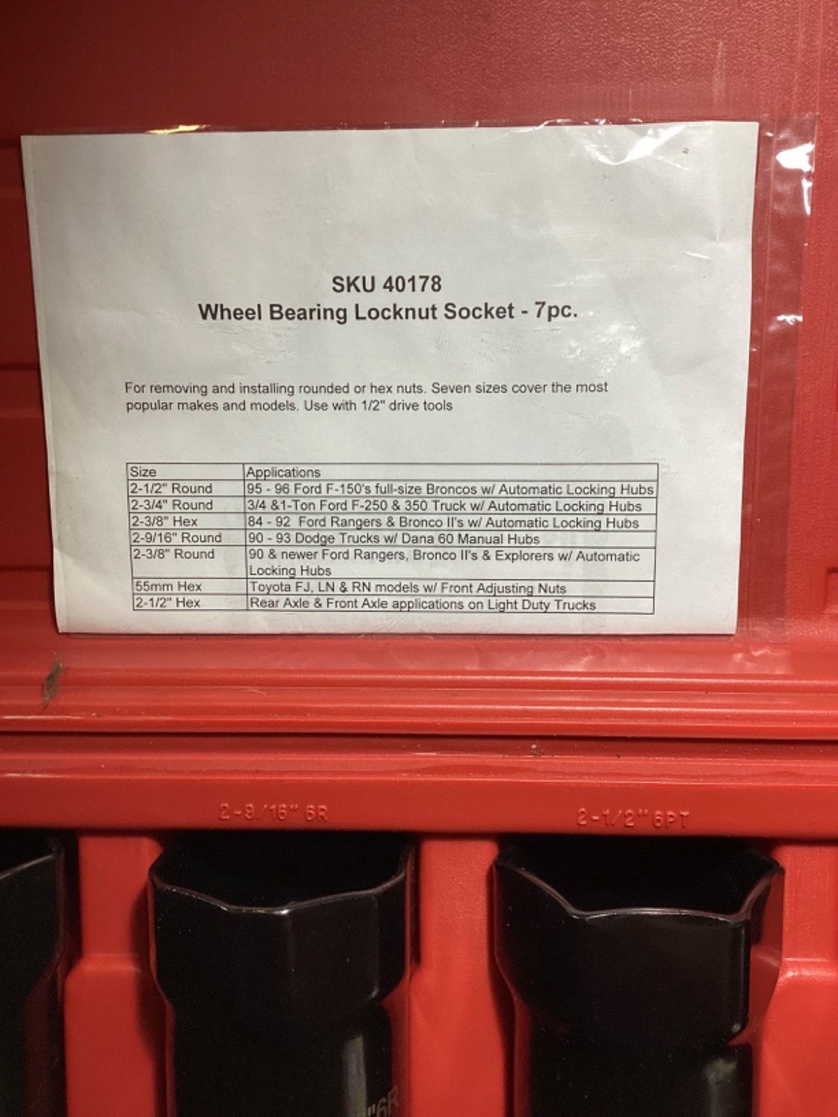 Wheel Bearing Locknut Socket Set 7PC Various Sizes See Illustrations for Sizes