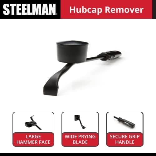 Steel Hubcap Removal Tool with Large Rubber Hammer Face for Auto Mechanics