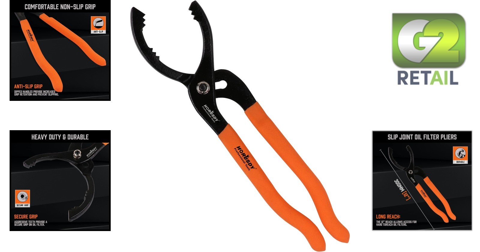 Heavy-Duty 12″ Oil Filter Pliers – Perfect for 64-118mm Filters, Non-Slip Grip