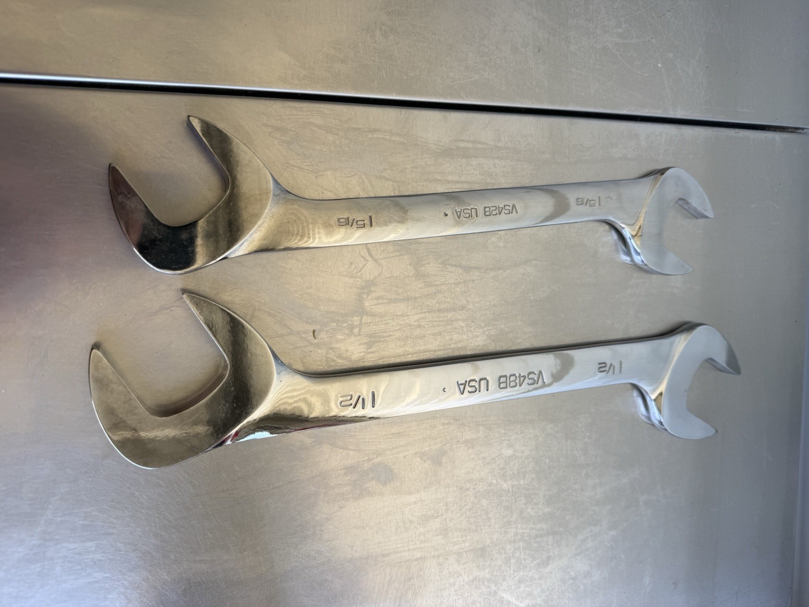 Snap-On Tools USA 2 SAE 4-Way Open-End Angle Wrench Set VS42B And VS48B Used