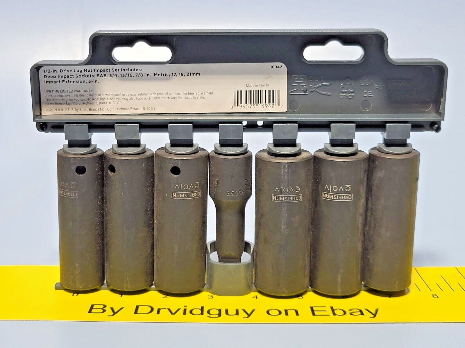 Craftsman 16942 7-Pc. SAEMetric Lug Nut Impact Set; 12-IN Drive