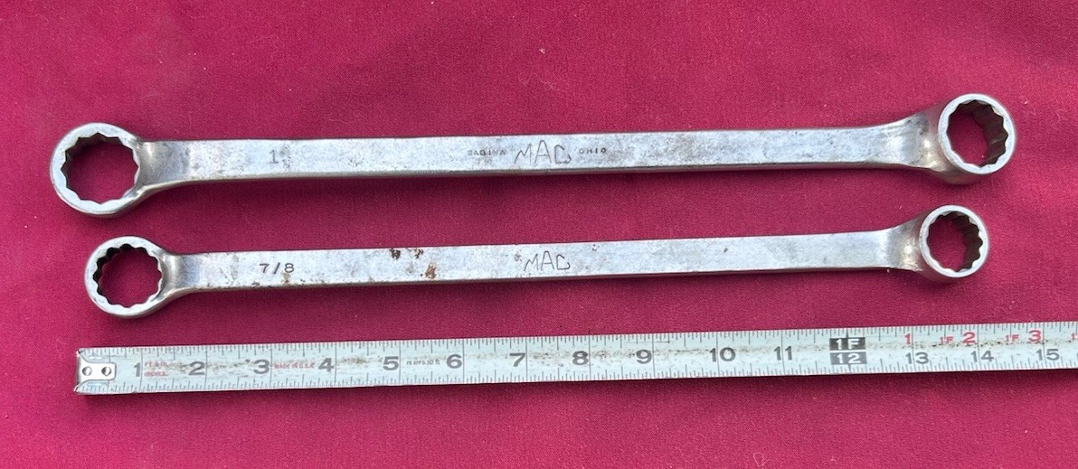 MAC Tools Double Box End Long Handle Wrenches 15/16 x 1”~ 13/16 x 7/8” SAE Sizes