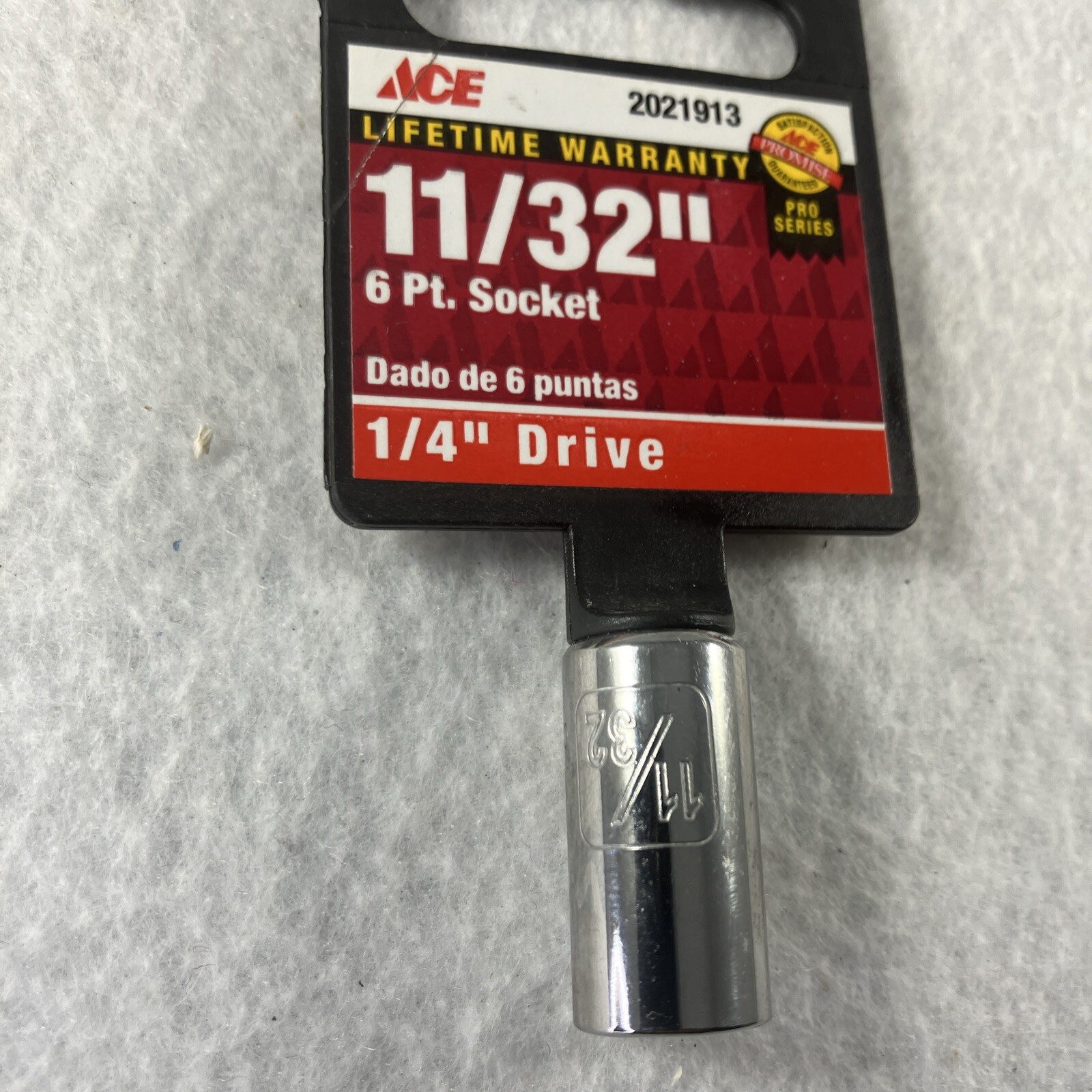 Ace Hard 1/4 Inch Drive SAE 11/32 inch 6 Point Shallow Chrome Lifetime Warranty