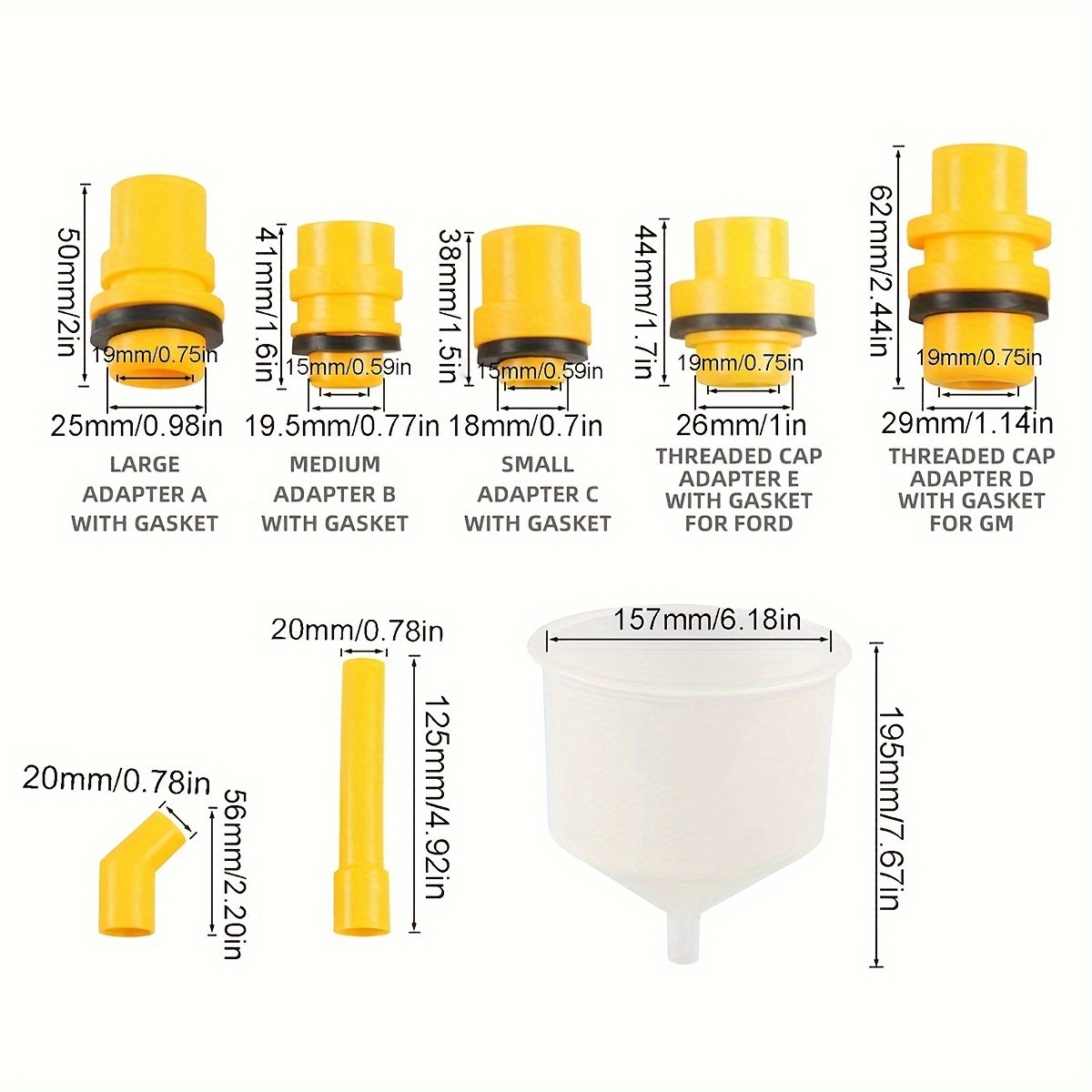 Radiator Coolant Filling Funnel Kit Spill Proof Cooling Fluid Bleeder Adapters