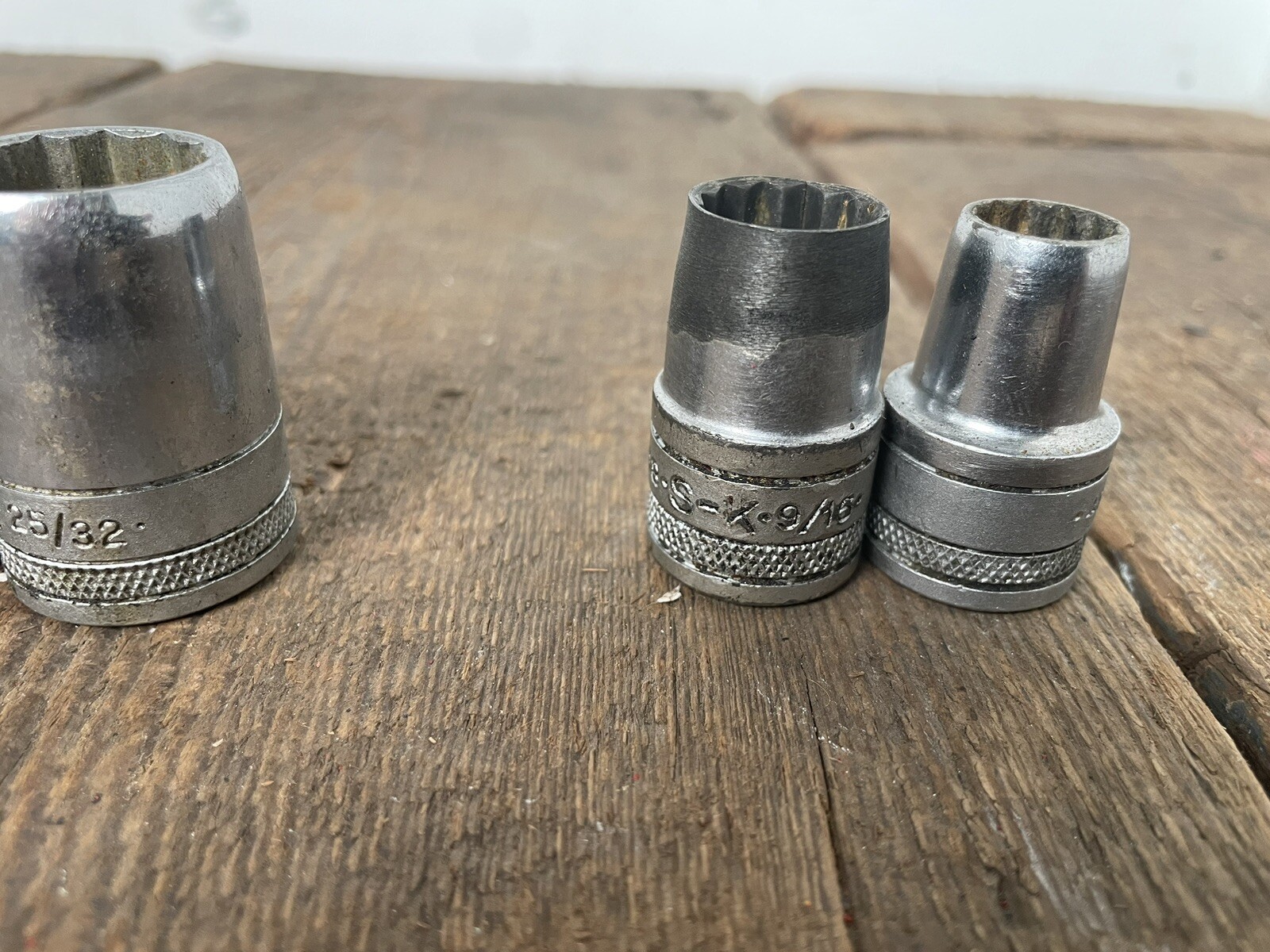Vintage 9PC Set SK Shallow Tapered 1/2 In Drive Socket 1-1/8″ – 7/16″ USA