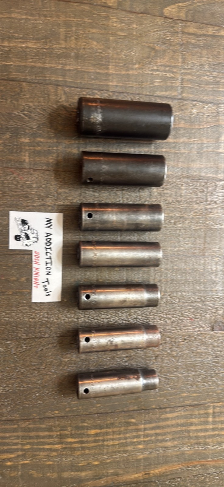 Snap on 7 piece SAE deep well impact sockets no owner markings