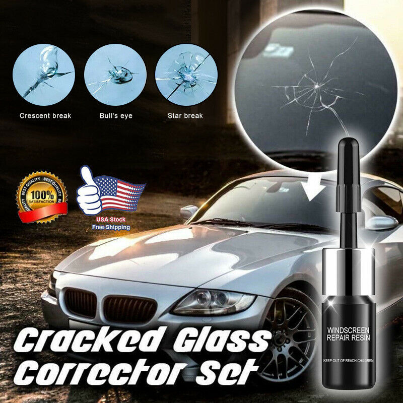 Car Window Cracks Gone Glass Repair Fluid Windshield Repair Kit-5PCS Black/White