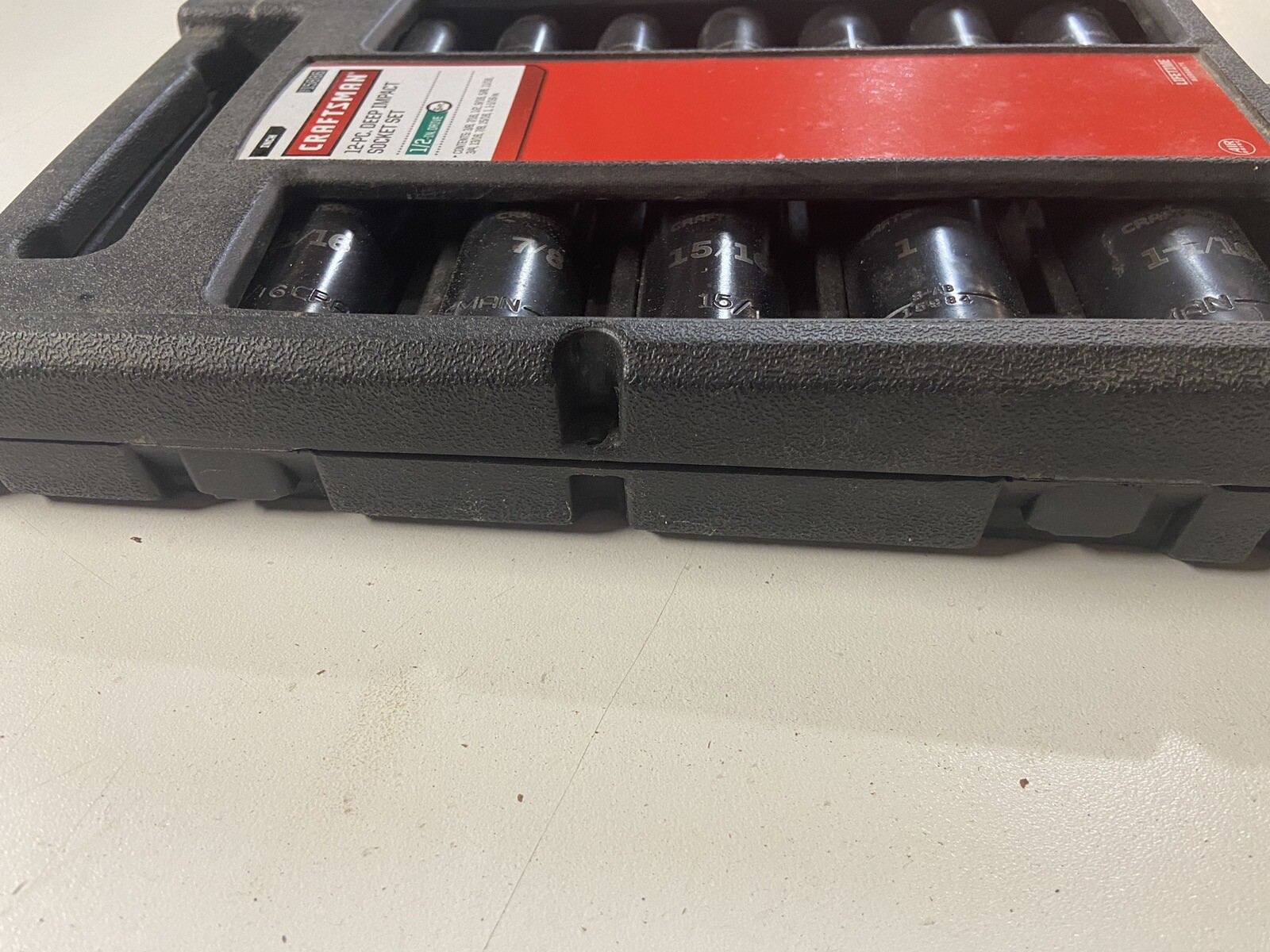 Craftsman 12pc 1/2″ Drive Deep Impact Socket Set 6pt*3/8 to 1-1/16in*9-15886