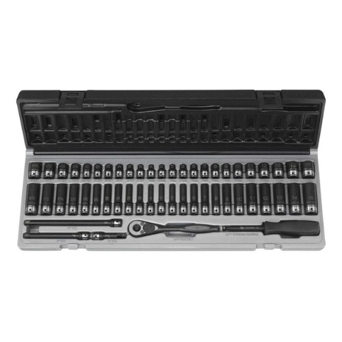 Grey Pneumatic Duo-Socket Set, 1/4″ Drive, Fractional and Metric, 53-Pieces