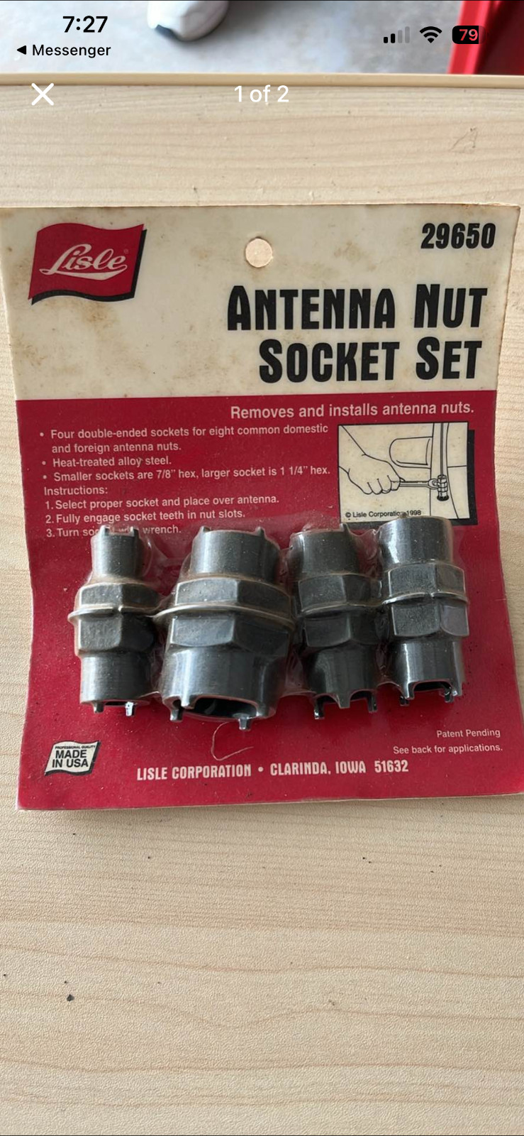 Lisle 29650 4-Piece Antenna Nut Socket Set