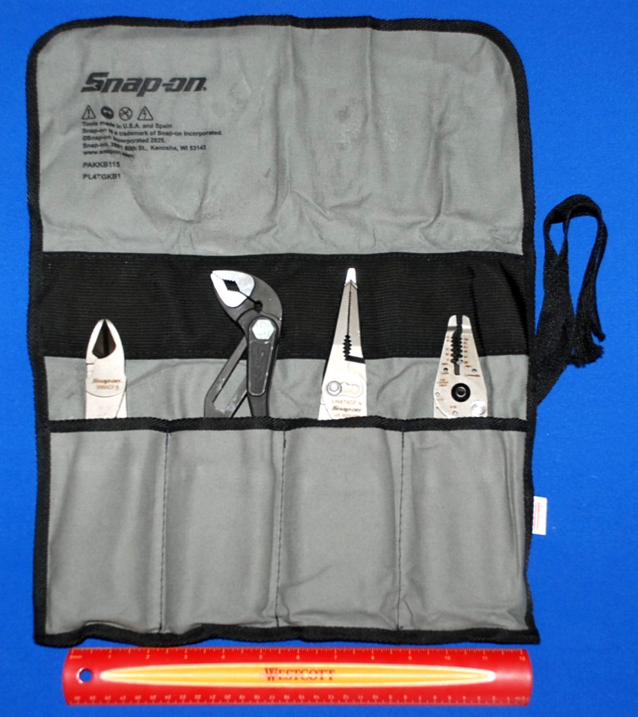 Snap-On Tools NEW 4 Piece Red Soft Grip Pliers To Go Set with Kit Bag