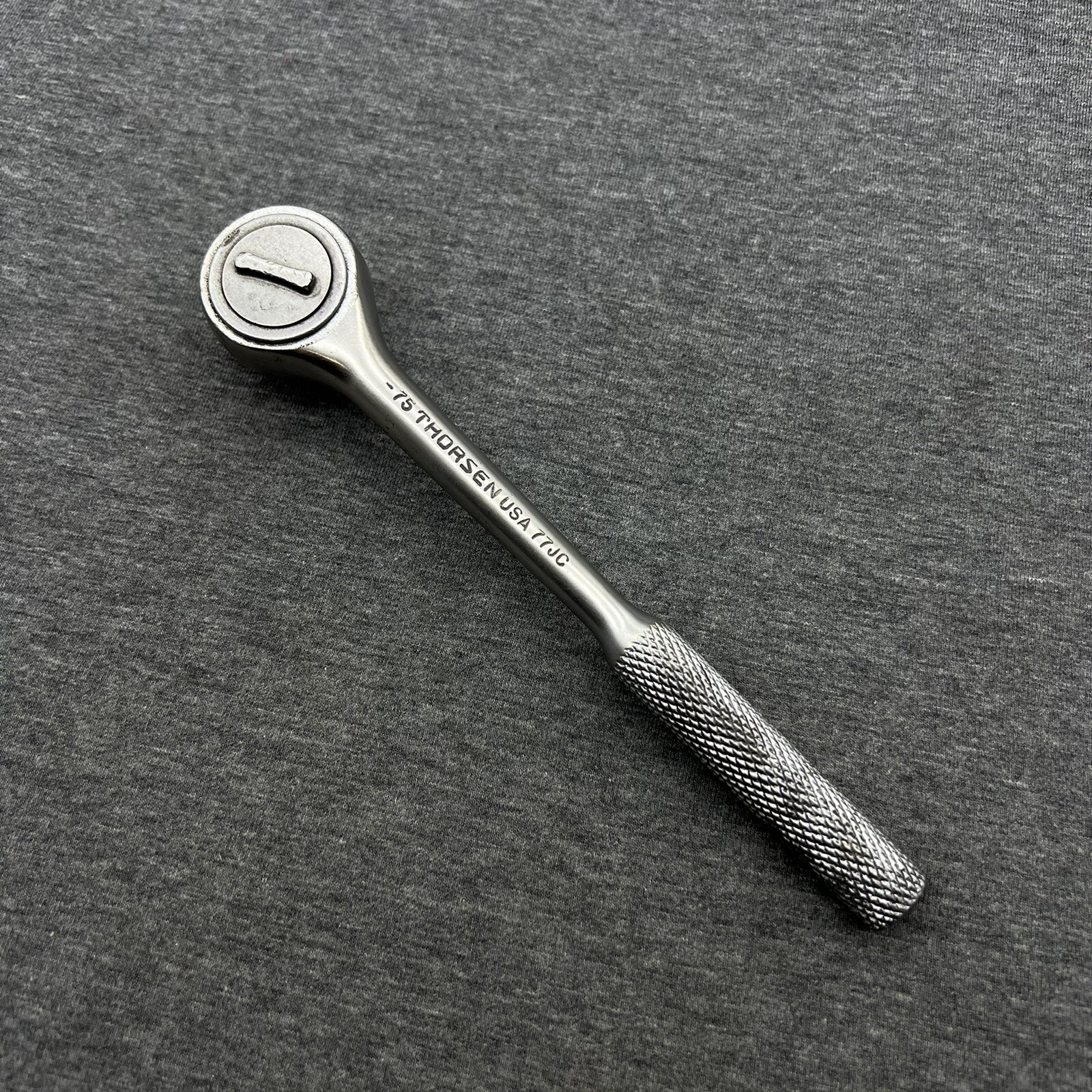 Vintage Thorsen Tools 3/8″ Drive Ratchet 7.5” Long Knurled Handle 77JC USA