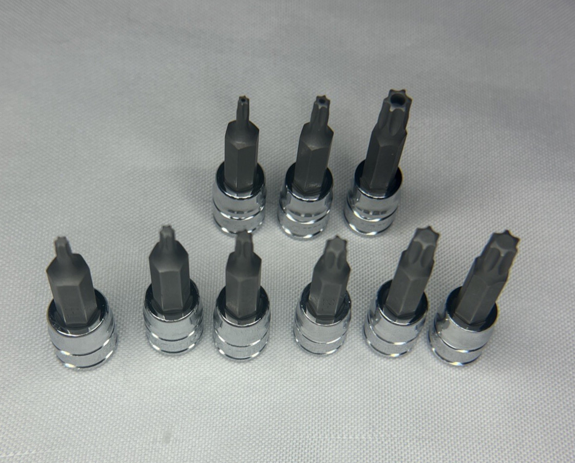 9pk Kobalt Tamper & Standard Torx Bit Sockets 1/4” Drive T10 T15 T25 T30 + More