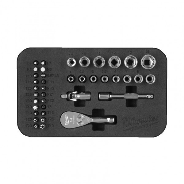 Milwaukee 1/4in. Compact Ratchet Set 39 PC – 4932492672