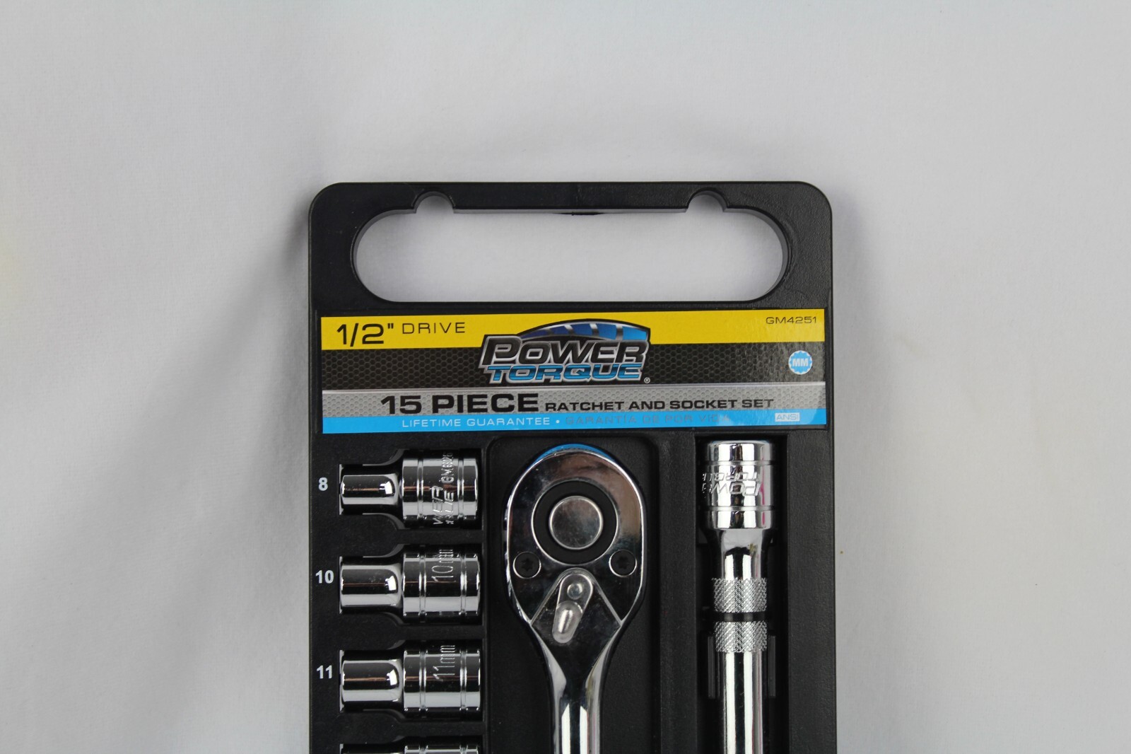 Power Torque rachet and socket set, 15 pc, Metric sockets, 1/2″ Drive Mdl GM4251