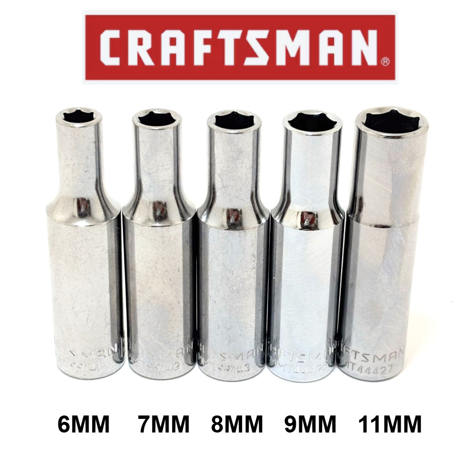 New Craftsman Metric 5pc Deep Socket Set 3/8 in. Drive, 6MM 7MM 8MM 9MM & 11MM