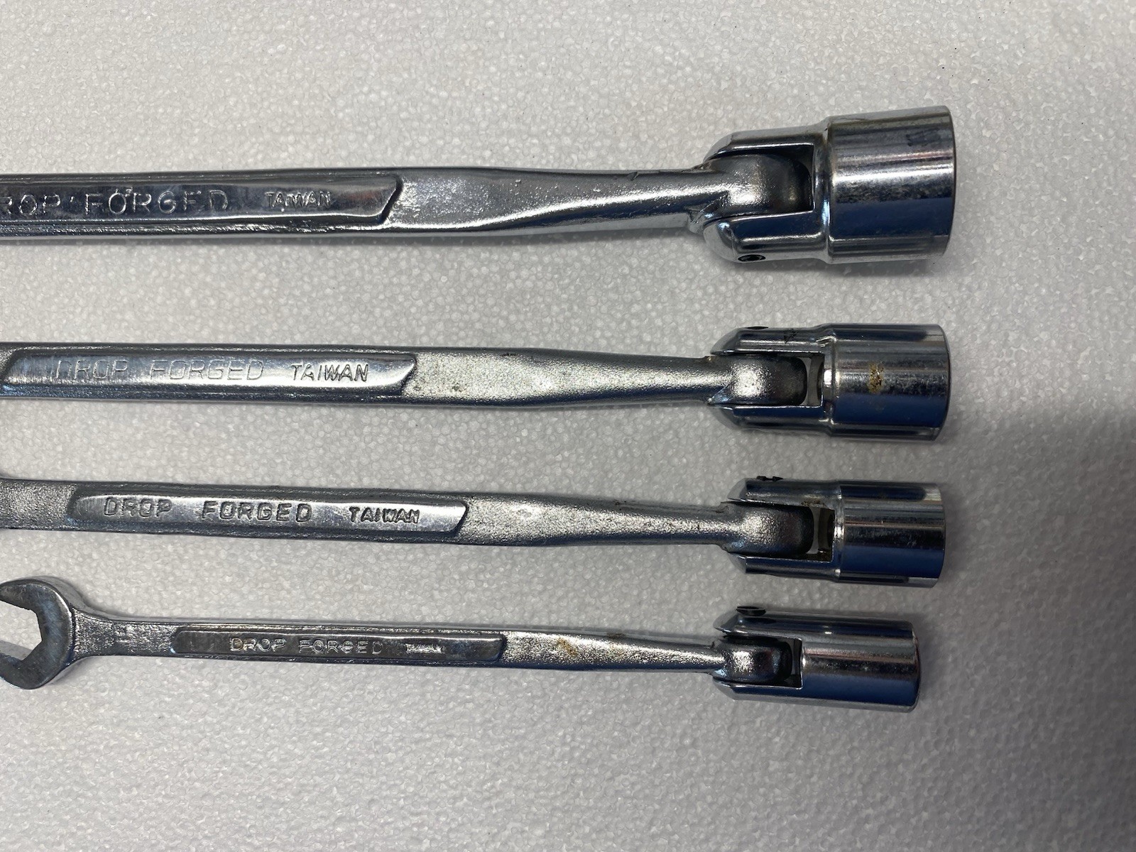 Lot of 4 Drop Forged 6 Point SAE Swivel Flex Socket Combination Wrench Set